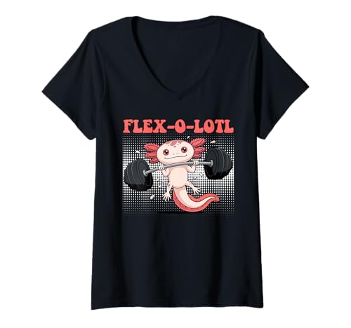 Damen Gym Flex-O-LOTL Muskel Training Lustiges Krafttraining T-Shirt mit V-Ausschnitt von Gym Shirt Fitnessstudio Muskel Aufbautraining