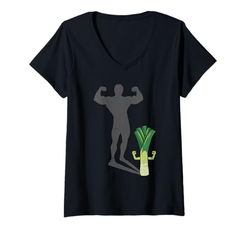 Damen Bodybuilder LAUCH Gewichtheber Lustiges Fitnessstudio T-Shirt mit V-Ausschnitt von Gym Shirt Fitnessstudio Muskel Training Lauch