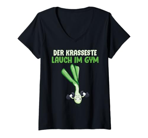 Damen Fitnessstudio DER KRASSESTE LAUCH IM Raum Lustig Gym T-Shirt mit V-Ausschnitt von Gym Shirt Fitnessstudio Muskel Training Lauch