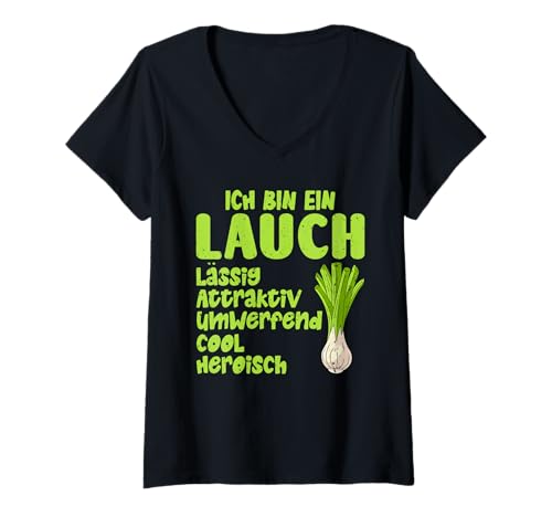 Damen Gewichtheber Bin EIN LAUCH LÄSSIG COOL Lustig Fitnessstudio T-Shirt mit V-Ausschnitt von Gym Shirt Fitnessstudio Muskel Training Lauch