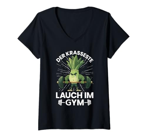 Damen Gewichtheber DER KRASSESTE LAUCH IM Gym Lustig Gym T-Shirt mit V-Ausschnitt von Gym Shirt Fitnessstudio Muskel Training Lauch