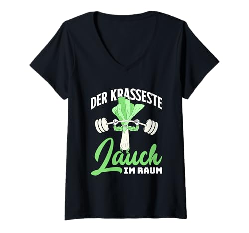 Damen Gewichtheber DER KRASSESTE LAUCH IM Gym Lustig Gym T-Shirt mit V-Ausschnitt von Gym Shirt Fitnessstudio Muskel Training Lauch