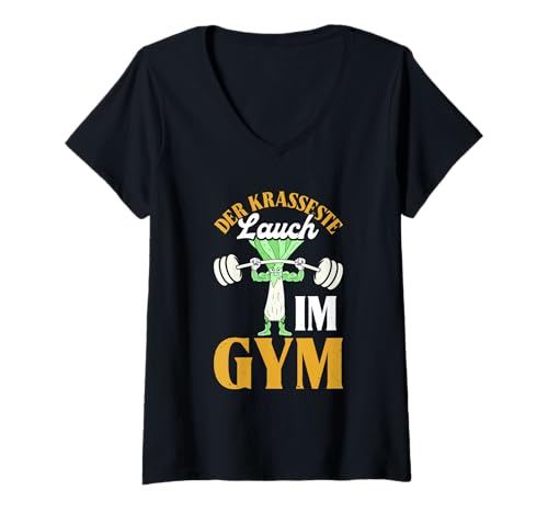 Damen Gewichtheber DER KRASSESTE LAUCH IM Gym Lustig Gym T-Shirt mit V-Ausschnitt von Gym Shirt Fitnessstudio Muskel Training Lauch