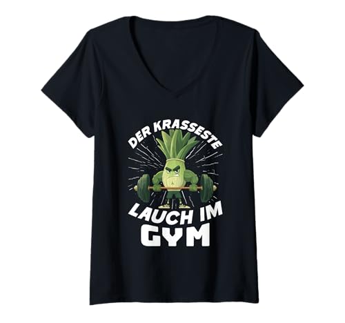 Damen Gewichtheber DER KRASSESTE LAUCH IM Gym Lustig Gym T-Shirt mit V-Ausschnitt von Gym Shirt Fitnessstudio Muskel Training Lauch