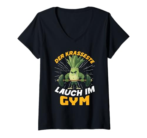 Damen Gewichtheber DER KRASSESTE LAUCH IM Gym Lustig Gym T-Shirt mit V-Ausschnitt von Gym Shirt Fitnessstudio Muskel Training Lauch
