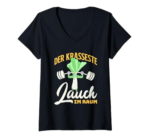 Damen Gewichtheber DER KRASSESTE LAUCH IM Gym Lustig Gym T-Shirt mit V-Ausschnitt von Gym Shirt Fitnessstudio Muskel Training Lauch