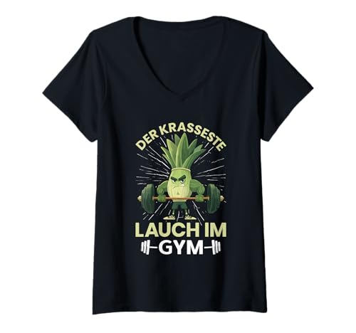 Damen Gewichtheber DER KRASSESTE LAUCH IM Gym Lustig Gym T-Shirt mit V-Ausschnitt von Gym Shirt Fitnessstudio Muskel Training Lauch
