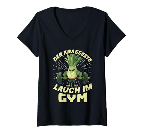 Damen Gewichtheber DER KRASSESTE LAUCH IM Gym Lustig Gym T-Shirt mit V-Ausschnitt von Gym Shirt Fitnessstudio Muskel Training Lauch