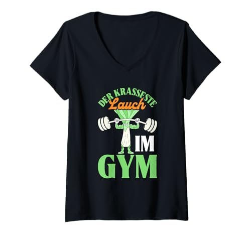 Damen Gewichtheber DER KRASSESTE LAUCH IM Gym Lustig Gym T-Shirt mit V-Ausschnitt von Gym Shirt Fitnessstudio Muskel Training Lauch