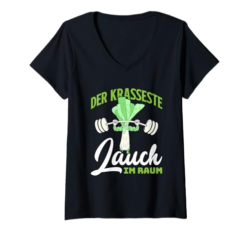 Damen Gewichtheber DER KRASSESTE LAUCH IM Gym Lustig Gym T-Shirt mit V-Ausschnitt von Gym Shirt Fitnessstudio Muskel Training Lauch