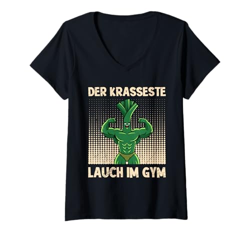 Damen Gewichtheber DER KRASSESTE LAUCH IM Gym Lustig Kraftsport T-Shirt mit V-Ausschnitt von Gym Shirt Fitnessstudio Muskel Training Lauch