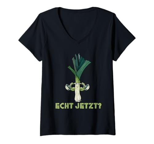 Damen Gewichtheber ECHT JETZT??? Gym Lustiges Kraftsport T-Shirt mit V-Ausschnitt von Gym Shirt Fitnessstudio Muskel Training Lauch