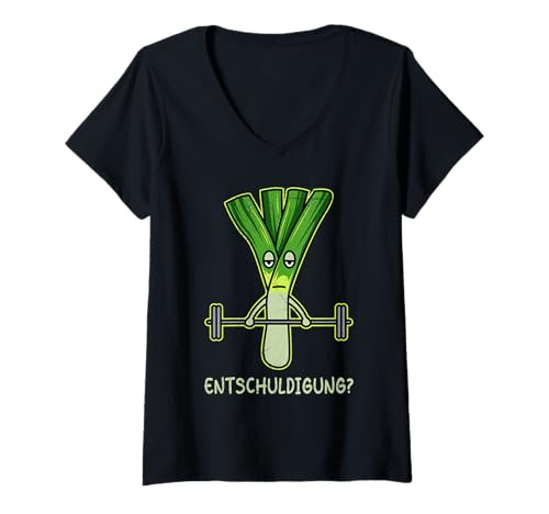 Damen Gewichtheber ENTSCHULDIGUNG Lustiges Fitnessstudio T-Shirt mit V-Ausschnitt von Gym Shirt Fitnessstudio Muskel Training Lauch