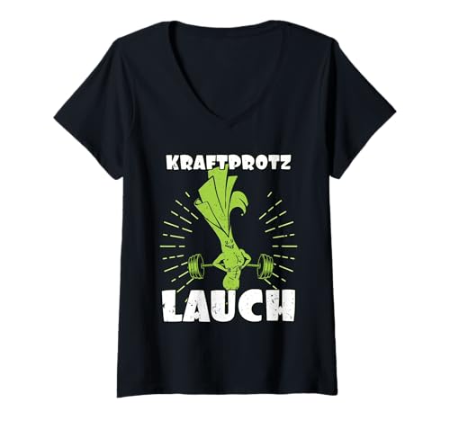 Damen Gewichtheber KRAFTPROTZ LAUCH Lustiges Kraftsport T-Shirt mit V-Ausschnitt von Gym Shirt Fitnessstudio Muskel Training Lauch