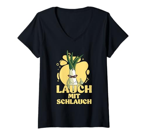 Damen Gewichtheber LAUCH MIT Schlauch Lustiges Kraftsport T-Shirt mit V-Ausschnitt von Gym Shirt Fitnessstudio Muskel Training Lauch