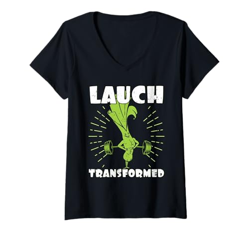 Damen Gewichtheber LAUCH Transformed Lustiges Kraftsport T-Shirt mit V-Ausschnitt von Gym Shirt Fitnessstudio Muskel Training Lauch