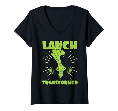 Damen Gewichtheber LAUCH Transformed Lustiges Kraftsport T-Shirt mit V-Ausschnitt von Gym Shirt Fitnessstudio Muskel Training Lauch