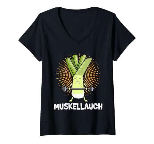 Damen Gewichtheber Muskel LAUCH Gym Lustiges Kraftsport T-Shirt mit V-Ausschnitt von Gym Shirt Fitnessstudio Muskel Training Lauch
