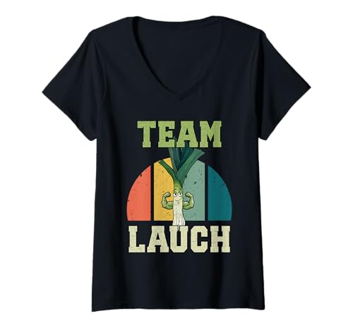 Damen Gewichtheber Team LAUCH Lustiges Kraftsport T-Shirt mit V-Ausschnitt von Gym Shirt Fitnessstudio Muskel Training Lauch