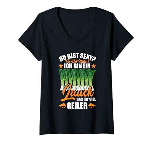 Damen Gym DU BIST STEILER Bin EIN LAUCH DAS IST Geiler Kraftsport T-Shirt mit V-Ausschnitt von Gym Shirt Fitnessstudio Muskel Training Lauch