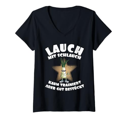 Damen Gym LAUCH MIT Schlauch KAUM TRAINIERT Lustig Gewichtheber T-Shirt mit V-Ausschnitt von Gym Shirt Fitnessstudio Muskel Training Lauch