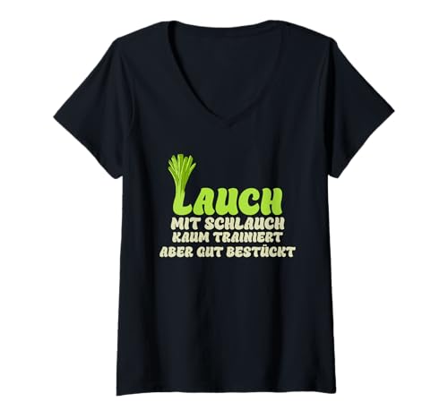 Damen Gym LAUCH MIT Schlauch KAUM TRAINIERT Lustig Gewichtheber T-Shirt mit V-Ausschnitt von Gym Shirt Fitnessstudio Muskel Training Lauch