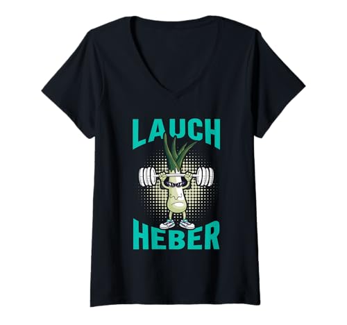 Damen Kraftsport LAUCH Heber Gym Lustiges Gewichtheber T-Shirt mit V-Ausschnitt von Gym Shirt Fitnessstudio Muskel Training Lauch