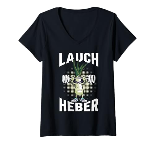 Damen Kraftsport LAUCH Heber Gym Lustiges Gewichtheber T-Shirt mit V-Ausschnitt von Gym Shirt Fitnessstudio Muskel Training Lauch