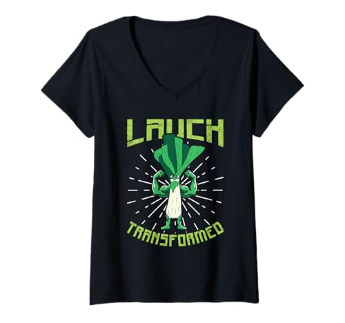 Damen Kraftsport LAUCH Transformed Lustiges Gewichtheber T-Shirt mit V-Ausschnitt von Gym Shirt Fitnessstudio Muskel Training Lauch