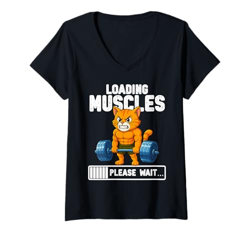 Damen Lustiges Fitness-Meme zum Gewichtheben von Katzen, Muskeln Laden T-Shirt mit V-Ausschnitt Damen Lustiges Fitness-Meme zum Gewichtheben von Katzen, Muskeln Laden T-Shirt mit V-Ausschnitt von Gym Weight Training Cat Tees Apparel Co.