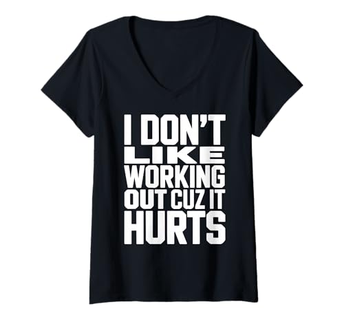 Damen Ich trainiere Nicht gern, Weil es WEH TUT Lustiges Bodybuilding T-Shirt mit V-Ausschnitt Damen Ich trainiere Nicht gern, Weil es WEH TUT Lustiges Bodybuilding T-Shirt mit V-Ausschnitt von Gym Work Out Fitness Training Funny Motivational
