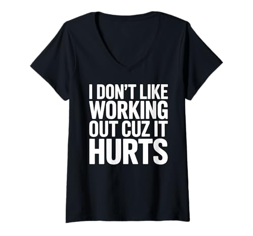 Damen Ich trainiere Nicht gerne, Weil es WEH TUT, Sport zu Treiben Lustiges Meme T-Shirt mit V-Ausschnitt Damen Ich trainiere Nicht gerne, Weil es WEH TUT, Sport zu Treiben Lustiges Meme T-Shirt mit V-Ausschnitt von Gym Work Out Fitness Training Funny Motivational