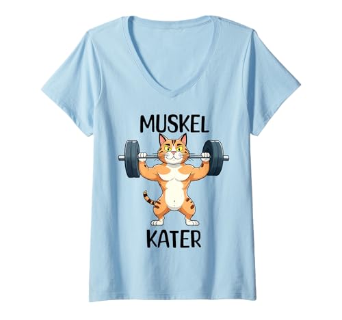 Damen Muskelkater Fitness Gym Workout Kraftsport T-Shirt mit V-Ausschnitt von Gym & Training Geschenkideen