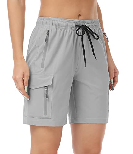 GymBrave Damen Wandershorts schnelltrocknend leichte Cargo Shorts für Outdoor Golf Reisen Reißverschlusstaschen Hellgrau XL GymBrave Damen Wandershorts schnelltrocknend leichte Cargo Shorts für Outdoor Golf Reisen Reißverschlusstaschen Hellgrau XL von GymBrave