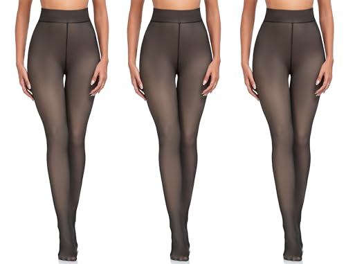 GymNatural Strumpfhosen Damen Winter Leggings Damen Gefüttert Thermo Strumpfhose Thermostrumpfhosen Winter Fleece Durchscheinend Dicke Pantyhose Warmer Leggings von GymNatural