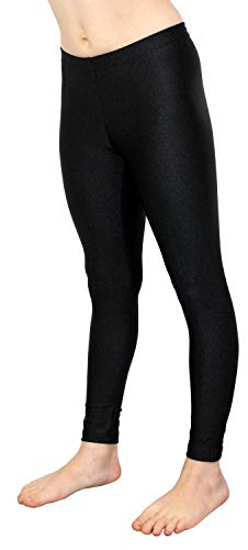 GymStern Sport Leggings Mädchen bi-elastisch Lycra Kinder Sporthose Leggings Kurze Fitnesshose Balletthose Yogahose Hüfthose Normale Bundhöhe Farbe Schwarz, Größe 128 von GymStern