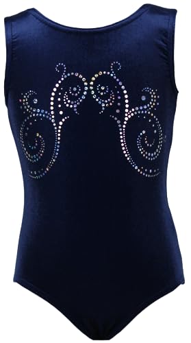 Gymnastikanzug Sterne Lycra Mädchen Turnanzug Kurzarm Kinder Turnbody kurzärmlich, Größe:128, Farbe:Samt in Blau/KOREA von GymStern