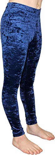 Mädchen Sport Stretch Leggings Lange Velvet Sporthose Elastisch Crash Samt Dehnbar Kinder Fitnesshose Balletthose Yogahose Normale Taille Bund Farbe Dunkelblau, Größe 128 von GymStern