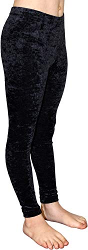 Mädchen Sport Stretch Leggings Lange Velvet Sporthose Elastisch Crash Samt Dehnbar Kinder Fitnesshose Balletthose Yogahose Normale Taille Bund Farbe Schwarz, Größe 116 von GymStern