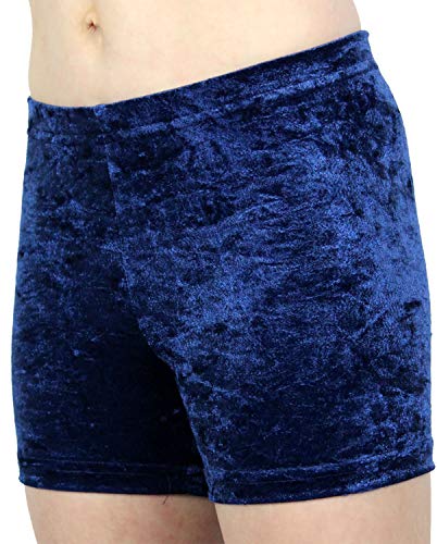 Mädchen Sport Stretch Shorts Kurze Velvet Turnhose Elastisch Crash Samt Gymnastikhose Kinder Hot Pants Dehnbar Shorty Fitness Sporthose Farbe Dunkelblau, Größe 116 von GymStern