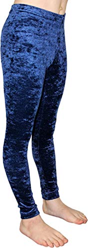 Sport Stretch Leggings Elastisch Velvet Dehnbar Crash Samt Gymnastikhose passend zum Gymnastikanzug Kinder Mädchen Hüfthose Normale Taille Bundhöhe Farbe Dunkelblau, Größe 152 von GymStern