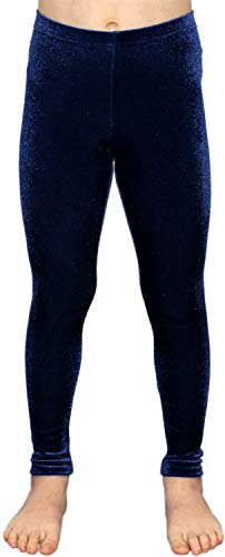 Sport Stretch Leggings Elastisch Velvet Dehnbar Nicki Samt Gymnastikhose passend zum Gymnastikanzug Kinder Mädchen Hüfthose Normale Taille Bundhöhe Farbe Dunkelblau, Größe 152 von GymStern