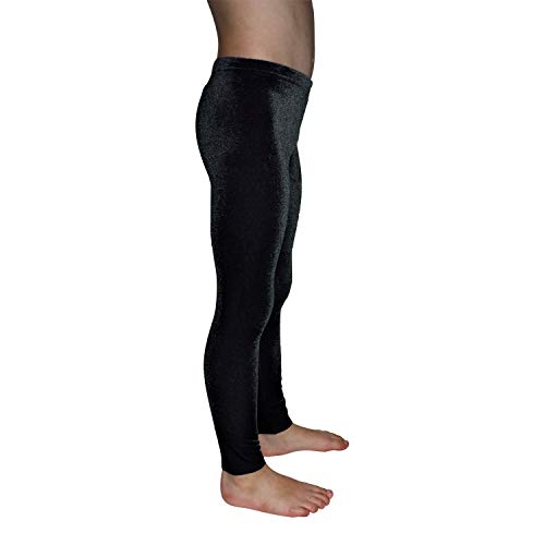 Sport Stretch Leggings Elastisch Velvet Dehnbar Nicki Samt Gymnastikhose passend zum Gymnastikanzug Kinder Mädchen Hüfthose Normale Taille Bundhöhe Farbe Schwarz, Größe 164 von GymStern