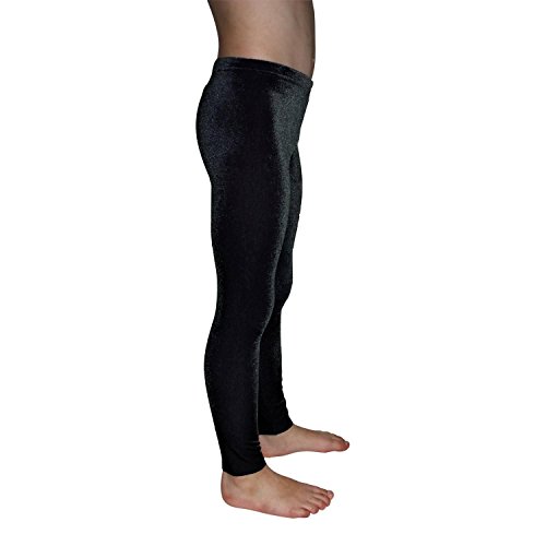 Sport Stretch Leggings Elastisch Velvet Dehnbar Nicki Samt Turnhose passend zum Turnanzug Kinder Mädchen Hüfthose Normale Taille Bundhöhe Farbe Schwarz, Größe 140 von GymStern