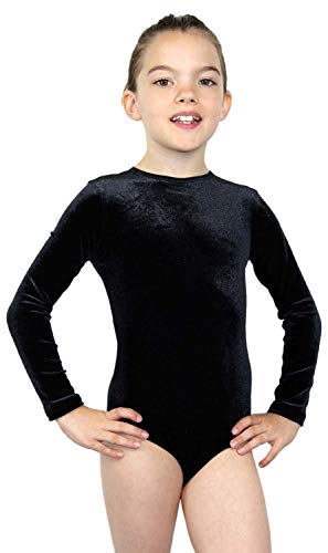 Turnanzug Body Nicki Samt Mädchen Gymnastikanzug Langarm Kinder Turnbody langärmlich Balettrikot Balettanzug Farbe Schwarz, Größe 140 von GymStern