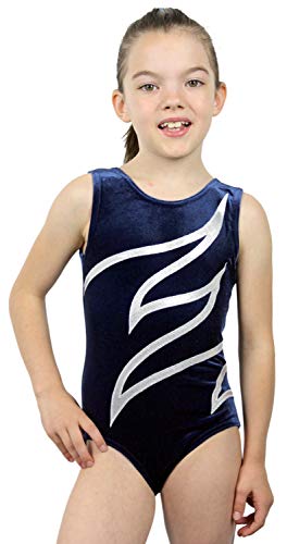 Turnanzug Plamak Basic Nicki Samt & Glitzerlycra Mädchen Gymnastikanzug Kurzarm Kinder Turnbody kurzärmlich, Farbe Dunkelblau, Weiß, Größe 152 von GymStern