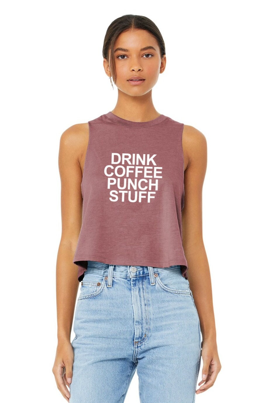 Boxen Shirt | Tank Crop Top Geschenk Für Sie Tanktop Workout-Crop-Top Trink-Kaffee-Punch-stoff von GymWeekendApparel