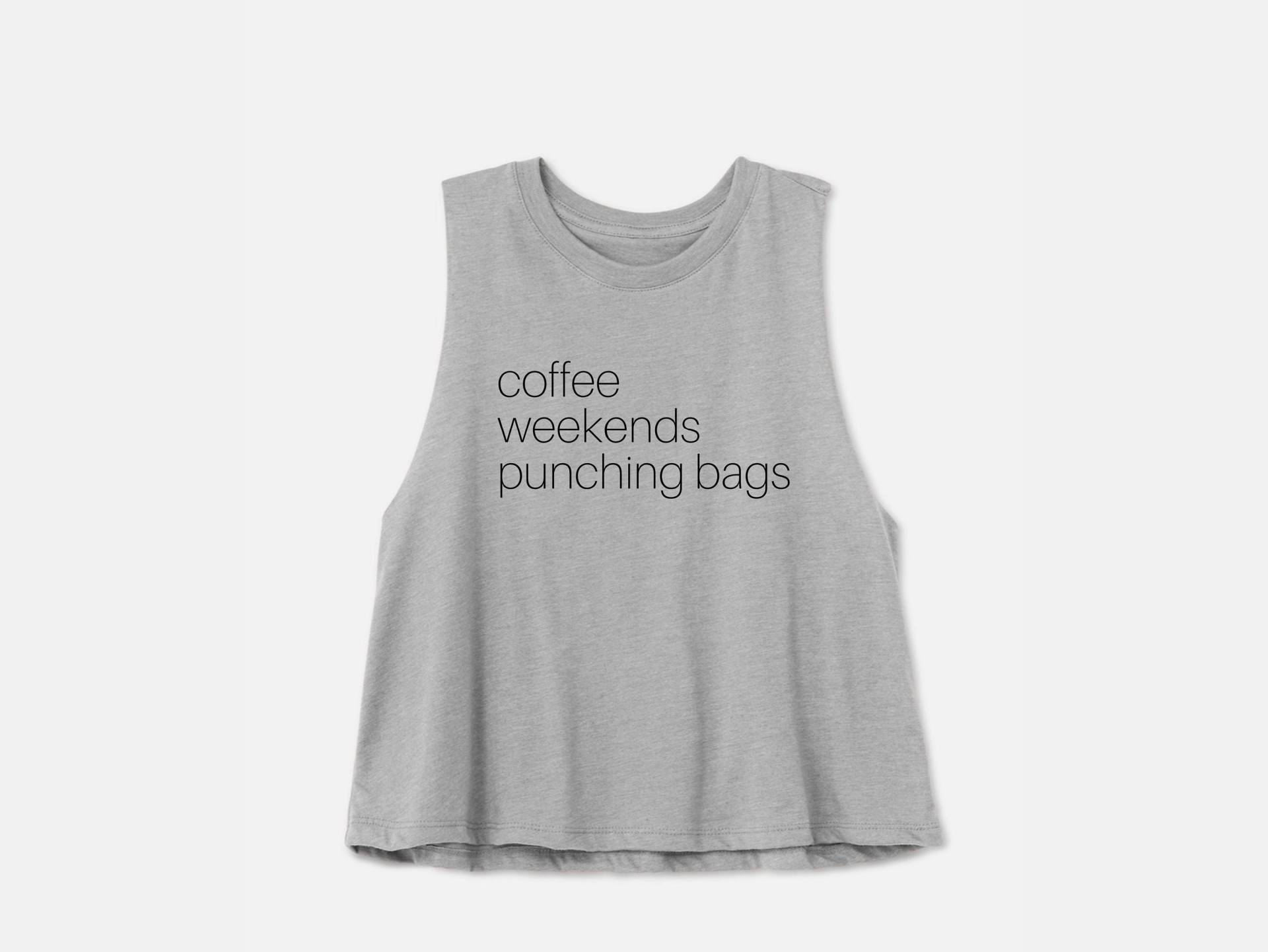 Boxen Tank Top | Frauen Kickboxen Workout-Crop-Top Kaffee Am Wochenende Boxsäcke von GymWeekendApparel