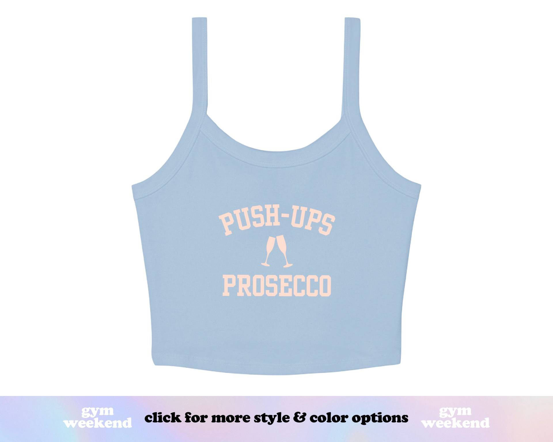 Fitnessstudio Workout Shirt | Fitness Tank-Top Hebebehälter T-Shirt Workout-Crop-Top Shirts Damen Liegestütze Prosecco von GymWeekendApparel