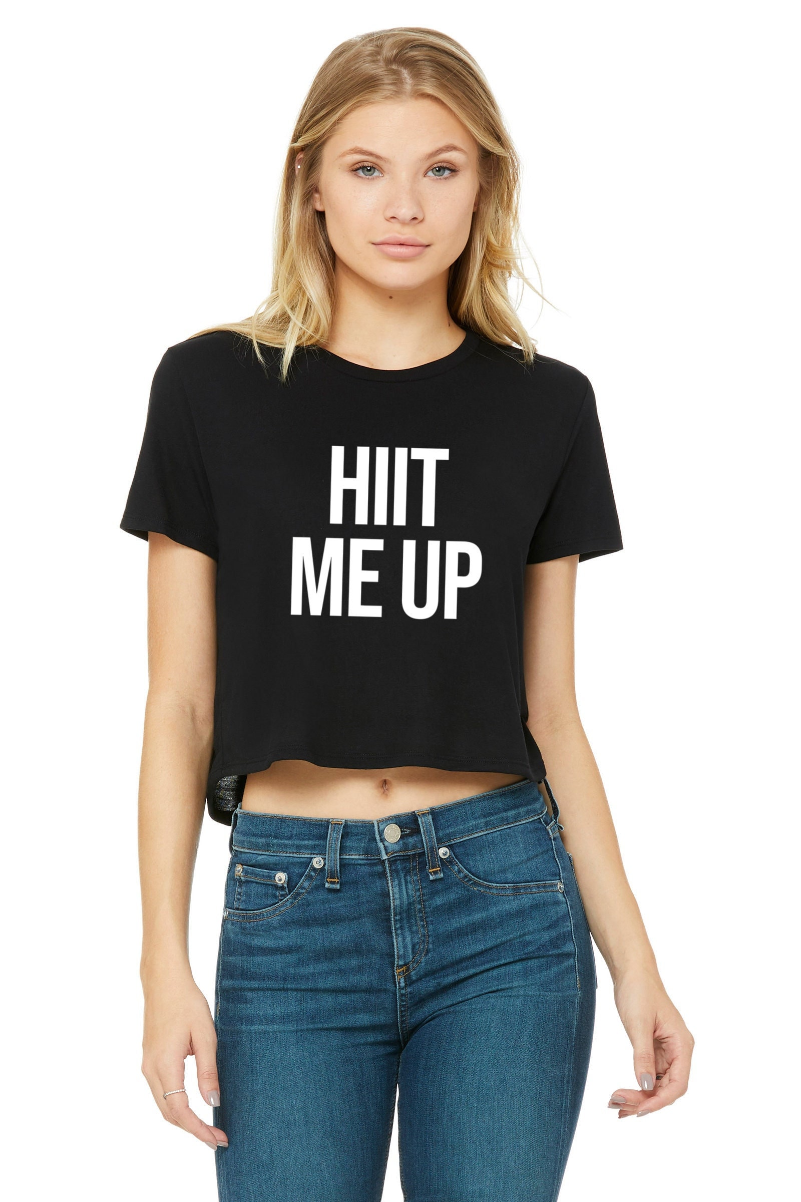 Hiit Shirt | Workout Workout-Crop-Top Gym-Shirt Fitness-Shirt Kurzarm T-Shirt Fitnessstudio-Crop-Top Me Up von GymWeekendApparel